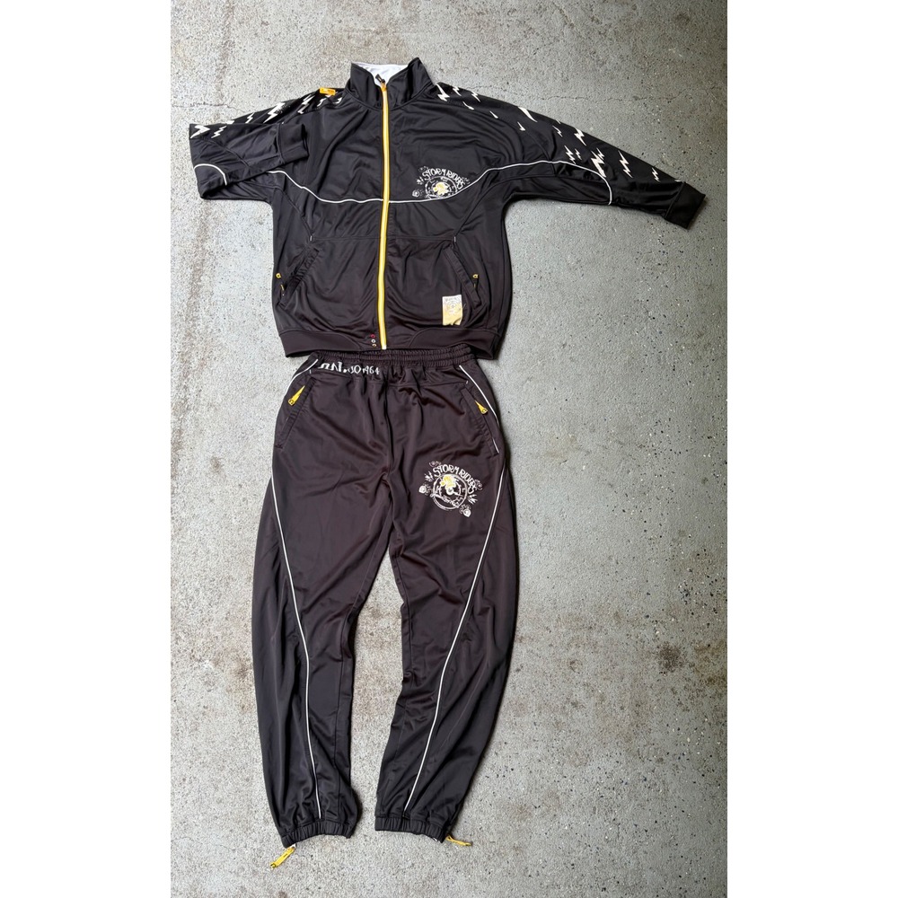 Vintage Akademiks Storm‎ Riders Tracksuit Set Black Lightning Jacket XL Pants L